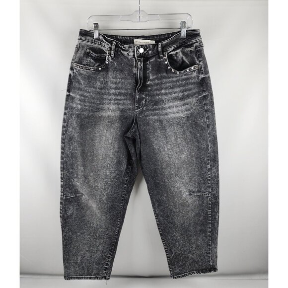 Rebecca Minkoff Jeans Womens 14 Black Fade Cropped Barrel Leg Denim (34x25) - Picture 1 of 10